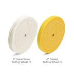 ENKAY - 6" Spiral Sewn and Treated Buffing Wheels (2 Pack) for Polishing Metal and More, for Use with Polishing Compounds, Buffing Machines & Bench Grinders