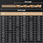 Cobalt Drill Bit Set, 29Pcs M35 High Speed Steel Bits for Hardened Metals, Stainless Steel, Cast Iron and Wooden Plastics, with Metal Index Storage Box, 1/16"-1/2"