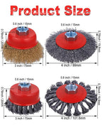 4 Inch Wire Wheel Cup Brush Set, Coarse Twisted Knotted Wire Wheel for Angle Grinder, 5/8 Inch-11 Threaded Arbor, 0.020" Carbon Steel Wire Brush for Grinder, Deep Sanding Heavy Rust, Paint