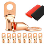 8PCS Battery Cable Ends, 1/0 Gauge Wire Connectors 3/8 Copper Wire Lugs, Bare Copper Eyelets with Heat Shrink Tubing by HOUSUN