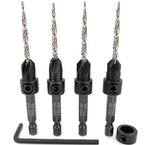 FTG USA Adjustable Wood Countersink Drill Bit Set 4 Pc #6 (9/64") with Tapered Drill Bit for Woodworking
