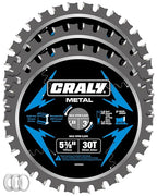 CRALY 5-3/8 Inch 30 Teeth Steel and Ferrous Metal Cutting Circular Saw Blade, 20 mm Arbor, Thin Kerf, Professional Carbide Tipped Blade for Angle Iron, Threaded Rod, EMT Conduit, 3-Pack(C0530MC-3)