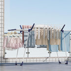 APEXCHASER Clothes Drying Rack, Foldable Gullwing Laundry Rack for Indoor Outdoor, 10pcs Clips with Bag, Collapsible Space-Saving Drying Rack for Clothes Towels Dolls, White