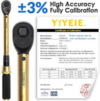 1/2-Inch Drive Torque Wrench, 10-160 FT.LB (10-227 Nm), 72-Tooth Professional Click Torque Wrench Set with 3/8 Adapter & Extension Bar, Lug Nut Torque Wrench for Car Tire & Wheel