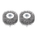dophee 2Pcs 2 Inch Wire Wheel Brush for Drill Attachment 0.0118" Coarse Crimped Carbon Steel Wire 1/4 Inch Round Shank Wire Wheel Brush for Rust Corrosion Paint Removal