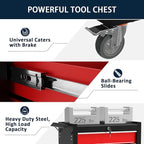 5-Drawer Metal Rolling Tool Chest with Wheels,Tool Storage Cabinet with Locking System，Toolbox with Wheels for Garage, Warehouse, Workshop, Repair Shop (Black&red, 5-Drawer)