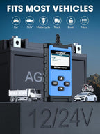 AUTOPHIX BAS100 Car Battery Tester 12V 24V, Accurate Automotive Load Meter Alternator Analyzer 100-2000 CCA Load Tester, Charging & Cold Cranking Test for Cars Truck Motorcycle Boat and More