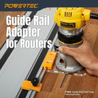 POWERTEC 72019 Router Guide Rail Adapter for DeWalt DWP611 and DCW600B Fixed Base Trim Routers - Compatible with Powertec, Makita, Festool, Milwaukee, Kreg ACS, WEN, Triton, Ridgid Guide Rails
