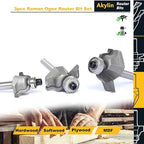 3Pcs Roman Ogee Router Bit Set,1/4" Shank,Bearing Guided Decorative Edge Bits Double Radius 5/32",3/16",7/32" Edging Cutter for Wood Profiling,Routing,Molding
