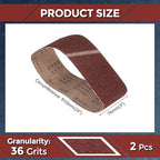 2 Pcs Sanding Belts 3 x 24 Inch 36 Grit Aluminum Oxide Abrasive Sandpaper for Belt Sander Metal Grinding Wood Working Weld Rust Removal