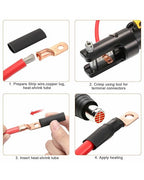 Landhoow 20 Pcs UL Test Wire Lugs 8 Gauge Stud Ring Terminals,8 Gauge Wire Connectors,Heavy Duty Copper Crimp Lugs, Welding Cable Bare Copper Eyelet Lug & Heat Shrink (8 Awg 3/8 Ring,10 Black, 10 Red)