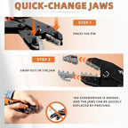 KF CPTEC Crimping Tool Set 9 PCS - Ratcheting Wire Crimper - Quick Exchange Jaw for Heat Shrink, Open Barrel, Insulated Electrical Connectors,Insulated and Non-Insulated Ferrules, solar connector