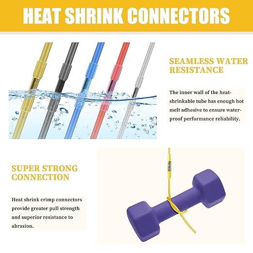330PCS Heat Shrink Wire Connectors, Marine Grade Heat Shrink Butt Connectors, Waterproof Electrical Wire Terminals Kit 22-10 AWG Insulated Ring Fork Spade Butt Splices for Automotive Boat Truck