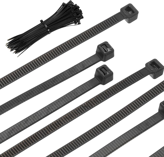 PATIKIL Cable Zip Ties 8 Inch, 100 Pcs Self-Locking Nylon Wire Tie Wraps Heavy Duty Cord Management with 50 lbs Tensile Strength for Indoor and Outdoor, Black (0.2"W)