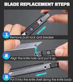 6 Pack Utility knife Retractable with 30 Degree Snap Off Blade Lockable Cardsharp Box Cutter Knife with Extra 20 Sharp Blades for Heavy Duty Office, Home, Arts Crafts, Hobby