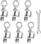 6-Pack Small C Clamps – 304 Stainless Steel Beam Clamps with M6 Screw Ring | Adjustable, Rust-Resistant I Beam Clamps for Ring Beams, Welding, Woodworking, Plants & Desk Use. Wide Jaw Openings (20MM)