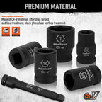 HORUSDY 1/2" Drive Shallow Impact Socket Set, 24-Piece SAE (7/16"-1") and Metric (13-24mm), 6 Point, Cr-V, Includes 1/2-Inch Drive Ratchet Handle, Drive Extension Bar