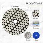 Dry Diamond Polishing Pads 4"/100mm - 8pcs Grit 50 Polish Pad Kit for Granite Marble Artificial Stone Quartz for Angle Grinder SANLEETEK