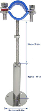 Stainless Steel Adjustable Pipe Clamp Bracket - Wall/Ceiling Mount Support for 1-Inch (32mm) Pipe, Heavy-Duty Rustproof Brackets with Screws, Extended Type, Set of 2