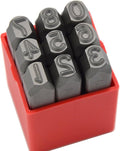 9pcs Heavy Duty Steel Stamp Uppercase Numbers 5/16 8mm Hand Stamping Serial Mark Code Alphabet Punch Kit for Jewelry Metal Sheet Plate Mold Die Making