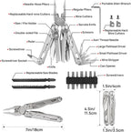 BIBURY Multitool Pliers Pro BI2045, Stainless Steel Multi Tool Pliers with Replaceable Wire Cutters and Saw, Foldable Multitools with Scissors and Screwdriver, Ideal for Camping,Survival, Repair