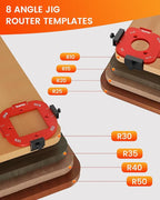 TANYO Router Corner Radius Template, Plastic Box Router Jig with 8 Radius, Aluminum Alloy Router Templates for Woodworking R10/R15/R20/R25/ R30/R35/R40/R50