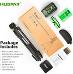 Laser Level with 60in Tripod, Huepar 150°/150Ft Self Leveling Lazer Leveler Tool with Pulse Mode (197Ft), Switchable Green Cross Line for Picture Hanging, Tile, DIY/Construction Project