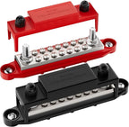 275A Marine Bus Bar 12V Power Distribution Block 2 x 5/16" Terminal Studs and 14 x #8 Screws Positive and Ground Battery BusBar for Automotive Car Boat