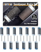10Pcs 3000 Grit Sanding Drums Sandpaper Sticks Set for Dremel Rotary Tool with 1/8" Shank, Rotary Tool Accessories Suitable for Metal Rust Removal/Jade Polishing/Stone Grinding (3000 Grit)