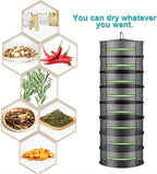 2ft Herb Drying Rack Net Mesh with Green Zippers Hydroponics,Bonus Hook Drying Rack Herbs for Plant Bud Seed, Mesh Hanging Plant Dry,Herb Dry Net for Garden (8 Layer, Zipper Style)