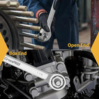 SAE Wrench Set, Large Wrench Set, 7-Piece 15/16″, 1", 1-1/16", 1-1/8", 1-3/16", 1-1/4" Long Big Open End Wrench Tools Set Roll Up Pouch Organizer with Gauge, 12 Point Combination Wrenches Sets