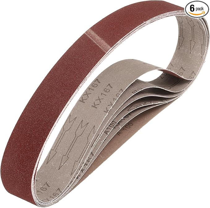 HARFINGTON 2 x 48 Inch Sanding Belts, 6 Pcs 100 Grits Aluminum Oxide Abrasive Belt Sander File Belt for Woodworking, Metal Polishing, Knife Sharpener