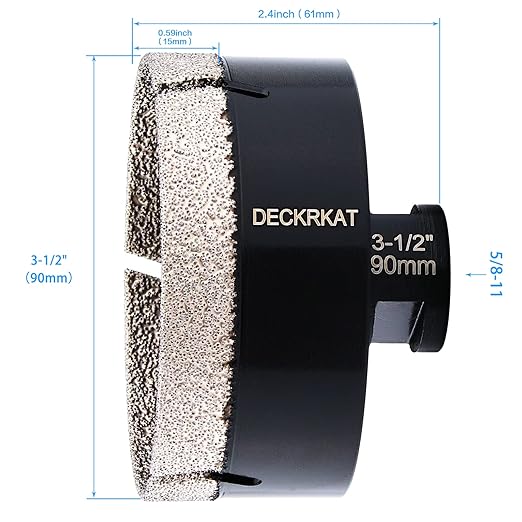 Diamond Hole Saw, 3-1/2" Hole Saw for Tiles Granite Marble Ceramic Glass Porcelain, 90mm Core Drill Bit with 5/8-11 Thread for Angle Grinders & Wet Polishers
