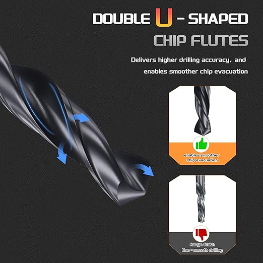 Drill Bit, 7/32" Cutting Diameter, 4241 HSS Nitriding Black 118° Cutting Angle Versatile Jobber Bits - (Applications: for Drilling Plastic Wood Soft Metal), 12-Pieces