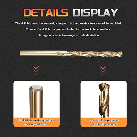 Drill Bit, 3/16" Cutting Diameter (4.763mm), 4241 HSS Black and Gold 118° Cutting Angle Versatile Jobber Bits - (Applications: for Drilling Plastic Wood Soft Thin Metal), 10-Pieces