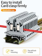 Erayco UK2.5B-B DIN Rail Terminal Block, Screw Clamp, 600V 20A 24-12AWG, Pack of 100 (Black)