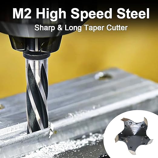 3/4” Bridge Construction Reamer Drill Bit, M2 HSS Taper Chucking Reamer for Steel Alloy Metal Wood Plastic, 1/2" Non-Slip Shank, 5-Spiral Flutes Car Reamer, to Align or Enlarge Holes, 19mm