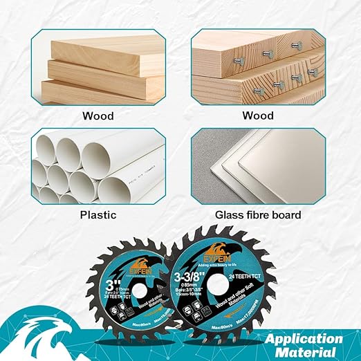 7-1/4 Inch Miter/Table Saw Blades 10pcs, 24 Teeth ATB TCT Fine Finish Wood Cutting Circular Saw Blade with 4/5 Inch Arbor