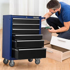 6-Drawer Rolling Tool Chest with Locking Wheels & Drawers, 13" D x 24.2" W x 36.6" H Mobile Tool Storage Cabinet, Heavy-Duty Garage Organizer w/Ergonomic Handle