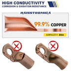 haisstronica 10pcs 8 AWG - #10 Tinned Copper Battery Lugs, Heavy Duty Copper Wire Lugs with 10pcs 3:1 Adhesive Heat Shrink Tubing, 8 Gauge Wire Lugs, Tinned Copper Battery Cable Ends