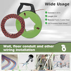 100Ft Fish Tape Wire Puller Through Conduit Thickened Polyester 3 Core Braid Pulling Fish Tape Electrical Fish Tape with Ergonomic Handle Fishtape Wire Pulling Tools with 6 Adapters (4.5mm*30M)