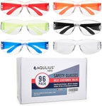 Aqulius Safety Glasses Bulk - 96-Pack, Multi-Color - Anti-Fog Safety Goggles & Protective Eyewear - Over Eyeglasses, Eye Protection for Shooting & Construction