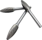LU&MN SH-5 Tungsten Carbide Burr Rotary File Flame Shape Double Cut (1/2” Cutter Dia X 1-1/4”Cutter Length) with 1/4'' Shank Dia,3PCS