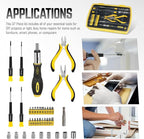 DNA MOTORING 37pcs Handheld Tool & Complete Drill Bits Set, Home Repair Tool Set, Screwdriver, Pliers, Ratchet Bit Driver kit, Maintenance Tools kit, Yellow/Black, TOOLS-00034