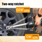 Heavy-Duty 1/2-Inch Drive Digital Torque Wrench, 15-295 ft-lb (20-400 Nm), ±2% Accuracy - High-Torque Electronic Wrench with Buzzer & LED Alerts, Adapters for Truck, Tractor & Farm Equipment
