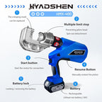 Electric Hydraulic Cable Lug Crimper Pliers Rechargeable Crimping Tool 12 Ton Electrical Terminal Cable Wire Fiber Crimper Kit with 12 Dies (HMX-400)