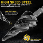 Four Spiral Flute Step Drill Bit, HSS Step Drill Bits (3/16"-7/8") Unibit Step Drill Bit, 1/4" Shank Step Bits for Aluminum, Wood, Plastic, Metal