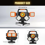 Rechargeable Work Light 5000LM, Foldable&Rotatable Magnetic LED Work Light with 6 Modes, 8000mAh Battery Powered Portable Work Lights for Car Repair, Home Maintenance, Workshop, Camping, Emergency Use