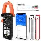 AIOMEST Bluetooth Digital Multimeter, AI-7200APP TRMS 6000 Counts Clamp-on Meter for AC DC Current Voltage Resistance Capacitance Hz Temp Diode Continuity Buzzer with Lamp NCV
