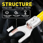 haisstronica 50pcs #10 Fork Terminals,AWG 12-10 Brazed Seam Non-Insulated Copper Wire Connectors